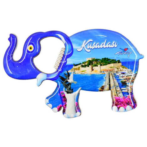 Kusadasi Themed Elephant Shaped Metal Magnetic Bottle Opener 98x61 mm - 6