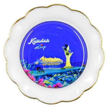 Kusadasi Themed Epoxy Dome Plate Shaped Souvenir Fridge Magnet 73 mm - 3