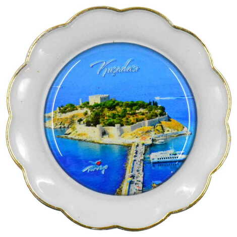 Kusadasi Themed Epoxy Dome Plate Shaped Souvenir Fridge Magnet 73 mm - 4