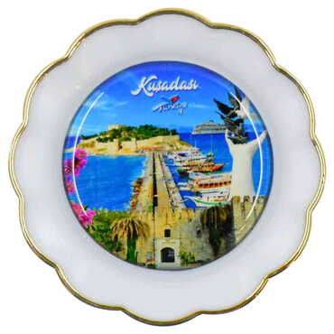 Kusadasi Themed Epoxy Dome Plate Shaped Souvenir Fridge Magnet 73 mm - 5