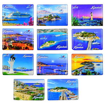 Kusadasi Themed Epoxy Dome Rectangle Souvenir Fridge Magnet 80x55 cm - 3