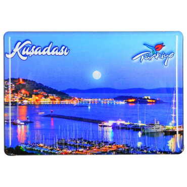 Kusadasi Themed Epoxy Dome Rectangle Souvenir Fridge Magnet 80x55 cm - 4