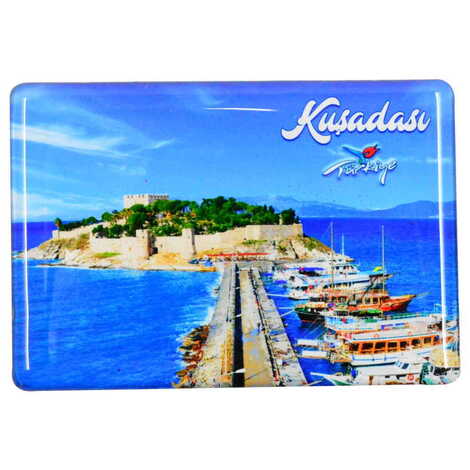 Kusadasi Themed Epoxy Dome Rectangle Souvenir Fridge Magnet 80x55 cm - 5