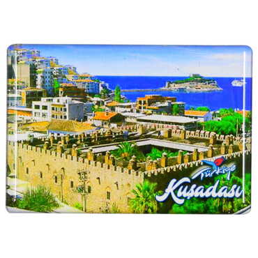 Kusadasi Themed Epoxy Dome Rectangle Souvenir Fridge Magnet 80x55 cm - 6