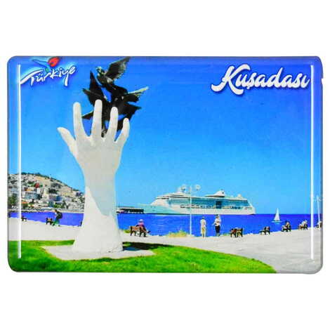 Kusadasi Themed Epoxy Dome Rectangle Souvenir Fridge Magnet 80x55 cm - 8