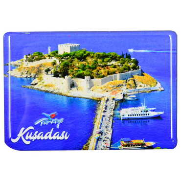 Kusadasi Themed Epoxy Dome Rectangle Souvenir Fridge Magnet 80x55 cm - 9