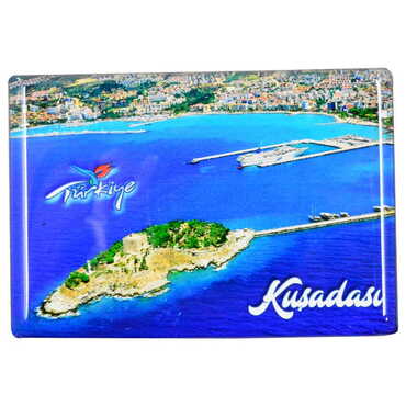 Kusadasi Themed Epoxy Dome Rectangle Souvenir Fridge Magnet 80x55 cm - 10