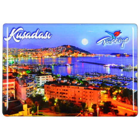 Kusadasi Themed Epoxy Dome Rectangle Souvenir Fridge Magnet 80x55 cm - 11