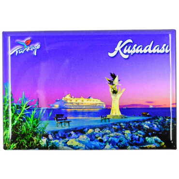 Kusadasi Themed Epoxy Dome Rectangle Souvenir Fridge Magnet 80x55 cm - 12