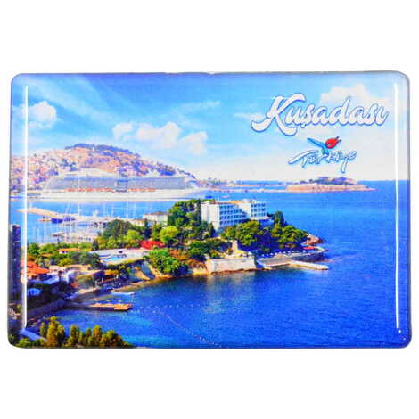 Kusadasi Themed Epoxy Dome Rectangle Souvenir Fridge Magnet 80x55 cm - 13