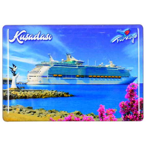 Kusadasi Themed Epoxy Dome Rectangle Souvenir Fridge Magnet 80x55 cm - 14