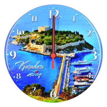 Kusadasi Themed Epoxy Wall Clock Home Decoration 20 Cm - 4