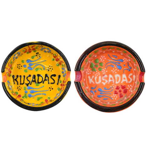 Kusadasi Themed Turkish Ceramic B Serie Ashtray Medium Size - 3