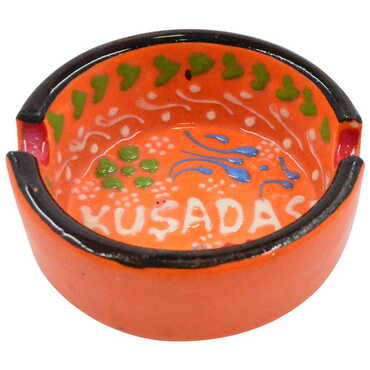 Kusadasi Themed Turkish Ceramic B Serie Ashtray Medium Size - 4