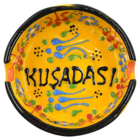 Kusadasi Themed Turkish Ceramic B Serie Ashtray Medium Size - 5