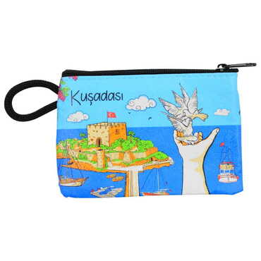 Kusadasi Themed Turkish Woven Wallet 113x80x8 mm - 6