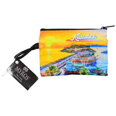 Kusadasi Themed Turkish Woven Wallet 113x80x8 mm - 7