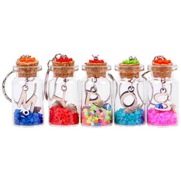 Letter Themed Collectible Glass Bottle Shape Keychain - 2