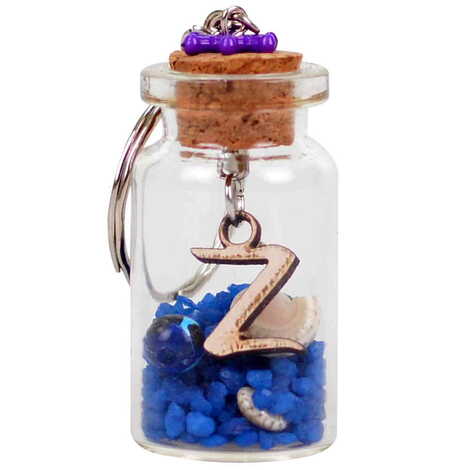 Letter Themed Collectible Glass Bottle Shape Keychain - 3