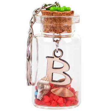 Letter Themed Collectible Glass Bottle Shape Keychain - 5