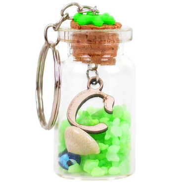 Letter Themed Collectible Glass Bottle Shape Keychain - 6