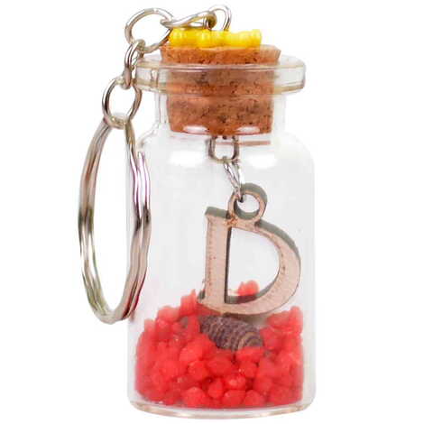 Letter Themed Collectible Glass Bottle Shape Keychain - 7