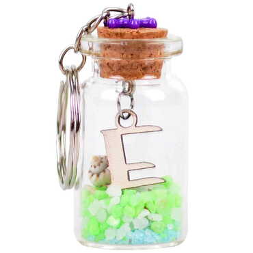 Letter Themed Collectible Glass Bottle Shape Keychain - 8