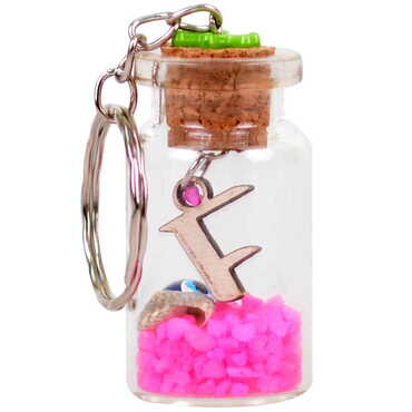 Letter Themed Collectible Glass Bottle Shape Keychain - 9