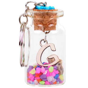 Letter Themed Collectible Glass Bottle Shape Keychain - 10