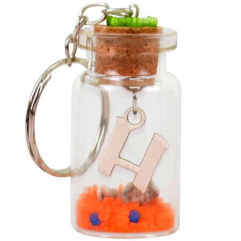 Letter Themed Collectible Glass Bottle Shape Keychain - 11