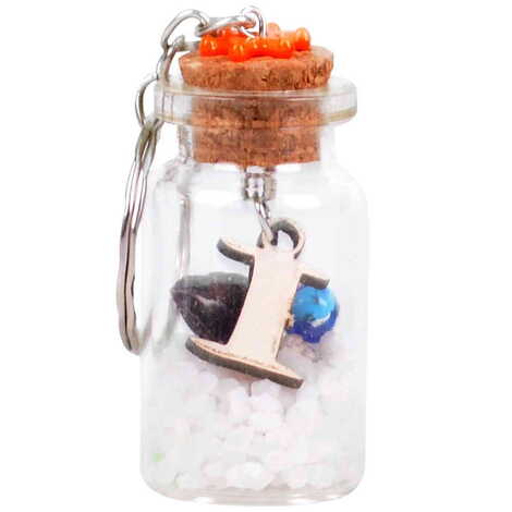 Letter Themed Collectible Glass Bottle Shape Keychain - 12