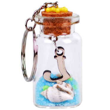 Letter Themed Collectible Glass Bottle Shape Keychain - 13