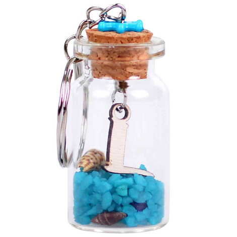 Letter Themed Collectible Glass Bottle Shape Keychain - 15