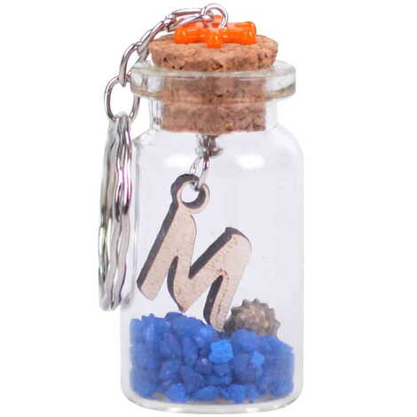 Letter Themed Collectible Glass Bottle Shape Keychain - 16