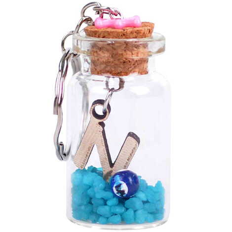 Letter Themed Collectible Glass Bottle Shape Keychain - 17