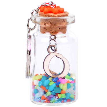 Letter Themed Collectible Glass Bottle Shape Keychain - 18