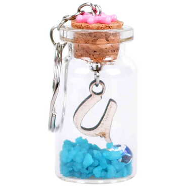 Letter Themed Collectible Glass Bottle Shape Keychain - 23