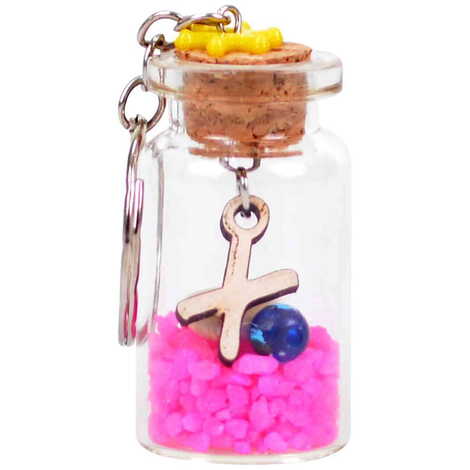 Letter Themed Collectible Glass Bottle Shape Keychain - 27