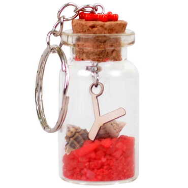 Letter Themed Collectible Glass Bottle Shape Keychain - 28