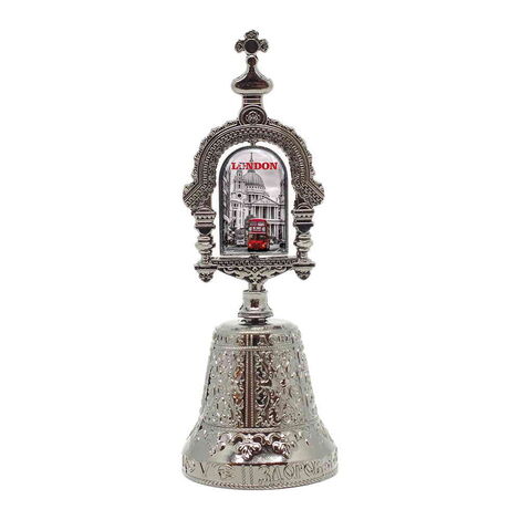 London Themed Collectible Souvenir Double Face Spinner Metal Bell - Golden Color - 2