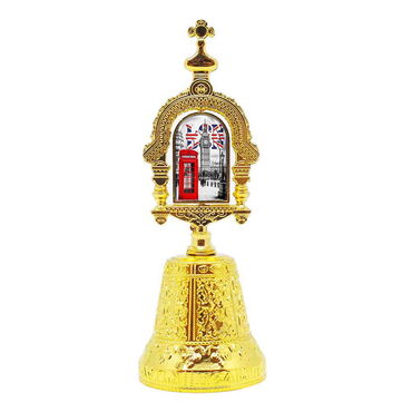 London Themed Collectible Souvenir Double Face Spinner Metal Bell - Golden Color - 3