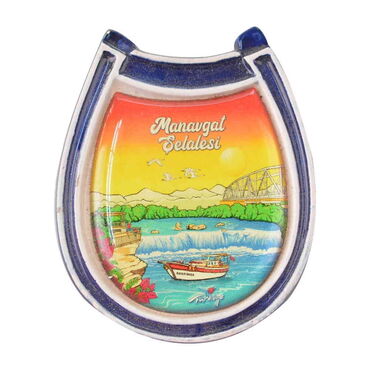 Manavgat Themed Ceramic Horsehoe Shaped Fridge Magnet - 3