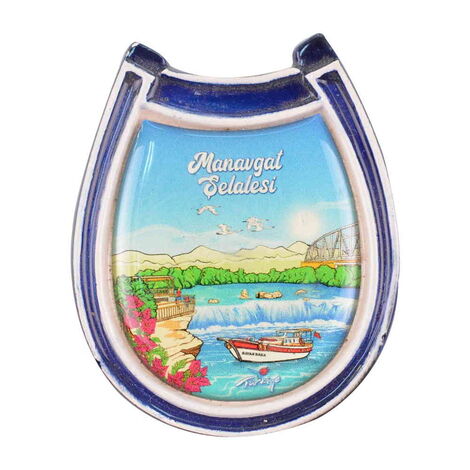 Manavgat Themed Ceramic Horsehoe Shaped Fridge Magnet - 4