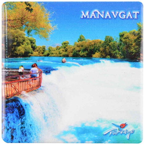 Manavgat Themed Ceramic Square Fridge Magnet 6 cm - 4