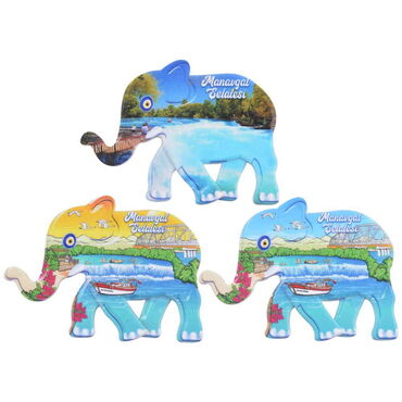 Manavgat Themed Customised UV Printed Plastic Base Elephant Shaped Fridge Magnet 86x62 mm - 2