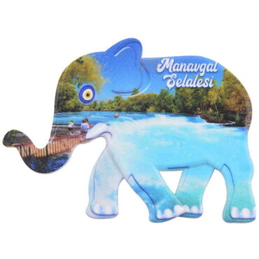 Manavgat Themed Customised UV Printed Plastic Base Elephant Shaped Fridge Magnet 86x62 mm - 4