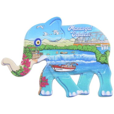 Manavgat Themed Customised UV Printed Plastic Base Elephant Shaped Fridge Magnet 86x62 mm - 5