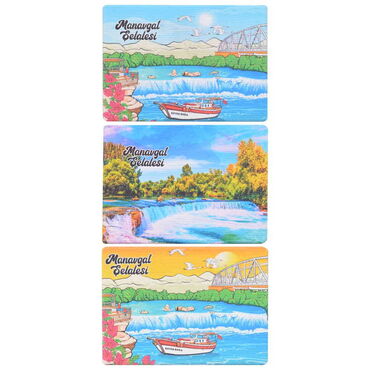 Manavgat Themed Wooden Canvas Fridge Magnet 50x70 mm - 3