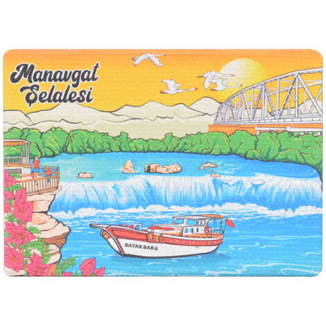 Manavgat Themed Wooden Canvas Fridge Magnet 50x70 mm - 4