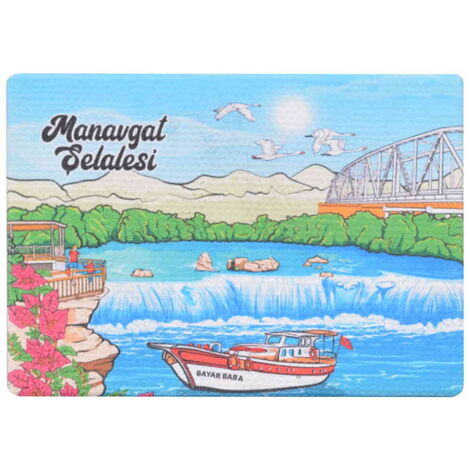 Manavgat Themed Wooden Canvas Fridge Magnet 50x70 mm - 6